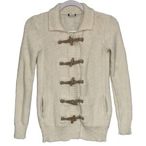 J Crew | XXS‎ | Fisherman Toggle Knit Cardigan Sweater cream rope wood cotton